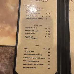 Alcohol Menu
