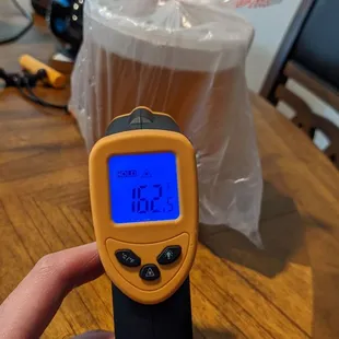 This was after driving 20 minutes home from the restaurant. the soup temp&apos;d at 162 F. I&apos;m impressed.