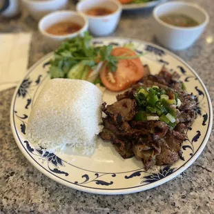 Lemon grass grilled pork with broken rice