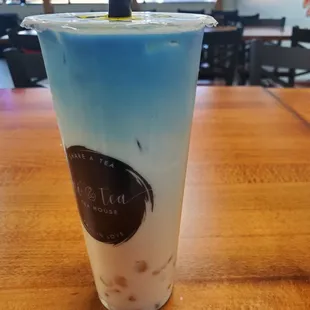 Magical milk tea with crystal boba