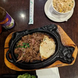 Would love to eat like this all the time: sizzling steak platter.