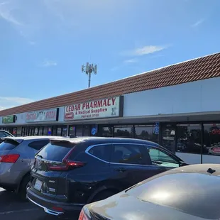 a parking lot with cars parked in it