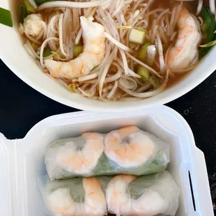 Pho, spring rolls