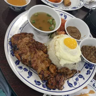 Grilled chicken and rice plate