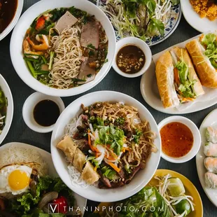 a variety of asian food