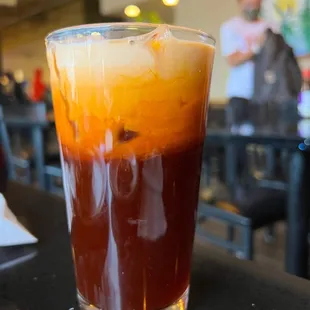 a glass of iced coffee