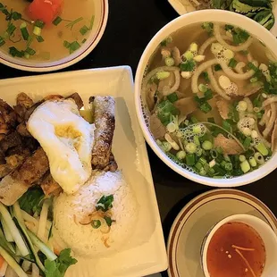 (in picture)Combination Plate, Beef noodle (pho)  (not in picture) Espresso drink, &amp; Thai tea.  Super cozy, Nice and clean restaurant.