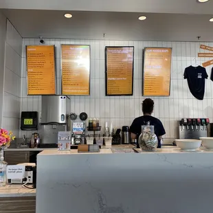 the counter of a restaurant