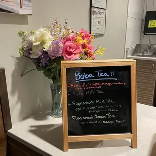 Boba Tea options! Strawberry and Mango are my favs