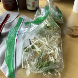 Side Vegetables Bag, bean sprouts, jalapeño, and mint!