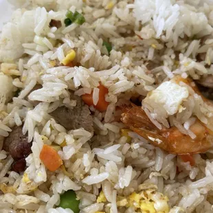 Mixed fried rice plate! Mixed meat.