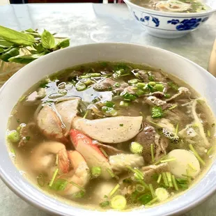 Beef and seafood pho
