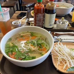 Vegetable Pho and boba tea