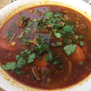 Beef stew soup with pho noodles, #10. Good!