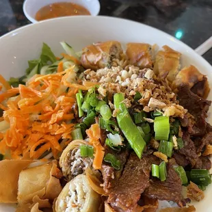 62. Vermicelli with Grilled Beef and Egg Rolls