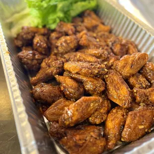 Party tray of chicken wings