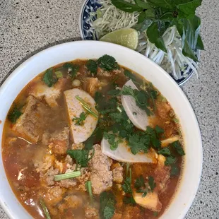 Bun Rieu with its fixings.