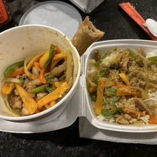 A5. Pork &amp; Shrimp Egg Rolls &amp; 74. Wok Stir Fried Chicken Curry
