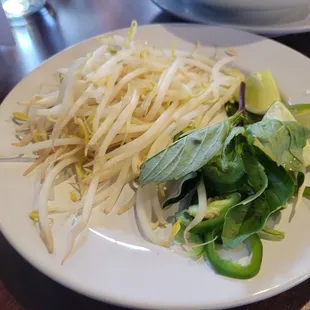 Herbs for two people. One sprig of basil for two people? Ridiculous.