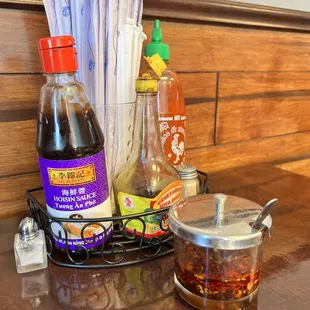 Condiments at the table