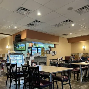 a restaurant with tables and chairs