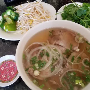 Small brisket pho. I don&apos;t like basil but love cilantro and my server always has my back! Thank you.