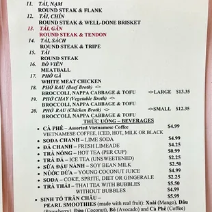 Food &amp; Drinks Menu