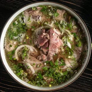 pho combonation (rare, welldone meat, rib cubes, and meatball.)