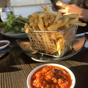 Truffle Fries with fire sauce! Yum!
