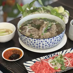 Oxtail Pho with side of rare GFB steak