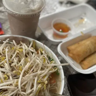 A1. Egg Rolls  1. Special Combo Slices of Steak, Flank, Lean Brisket, Fatty Brisket and Beef Meatballs  Mocha Smoothie