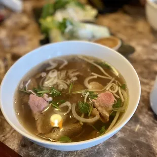 a bowl of soup on a table