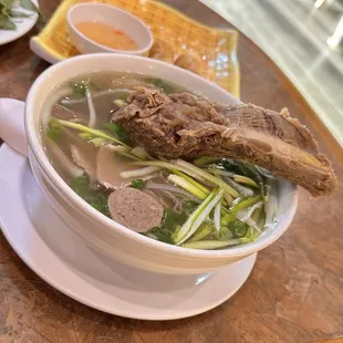 Combination pho with beef rib