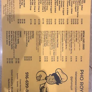 menu