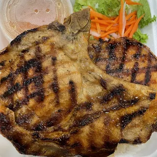 R1- Grilled Maple Glazed Pork Chops And grill shrimp with Steamed Jasmine Rice