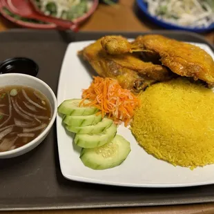 18. Fried Chicken with Rice   Com Ga Xoi Mo