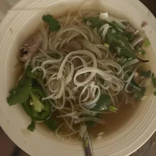 Rice noodle with medium rare beef and brisket