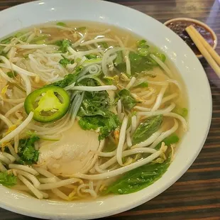 Added my veggies into my chicken pho.