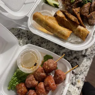 Nem nuong appetizer and com thit nuong with egg roll