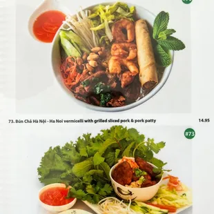 the menu of the restaurant