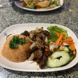 Sauté Tenderloin Beef with Stir fry pasta #59 Com Bo Luc Hac Hay Nui Xao Bo Luc Lac