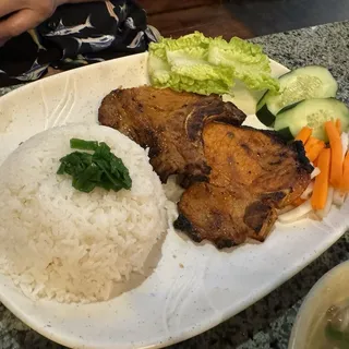 50. Com Suon Plate - Grilled pork chop with steamed rice.