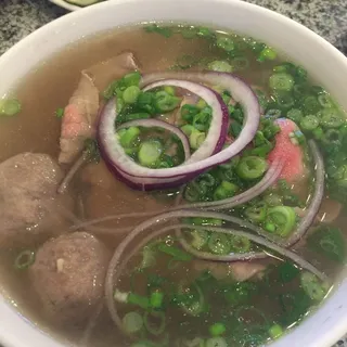 #15 Pho Tai Bo Vien - Lean Rare Steak w Beef Balls