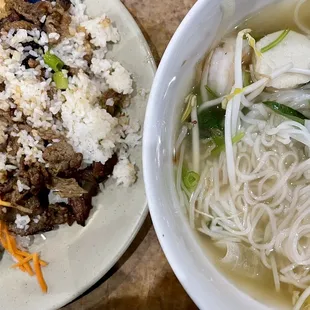 Seafood pho (right)