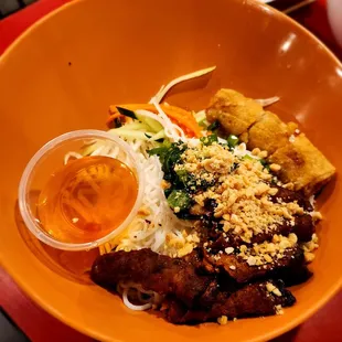 a bowl of food on a table