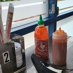 Our table #2 with the typical condiments