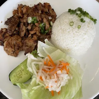 44. B.B.Q Boneless Chicken over Rice Plate