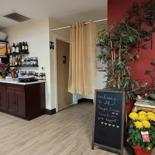a view of the kitchen and dining area