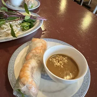 They brought our spring rolls out on two separate plates with your own peanut sauce bowls