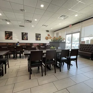 the inside of a restaurant